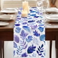 thumbnail image 3 of Purple Leaves Table Runner, Spring Plants Rustic Botanical Country Washable Cotton Linen Table Runners 36 Inches Long, Dresser Scarf Runner for Nightstand/End Tables/Round Tables 13''x36'', 3 of 9