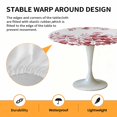 thumbnail image 2 of Elastic Fitted Round Tablecloth, Pink Red Eucalyptus Leaves Waterproof Stretch Table Cover for 45"-54" Tables, Watercolor Spring Summer Botanical Washable Outdoor Tablecloths for Patio, Picnic, 2 of 9