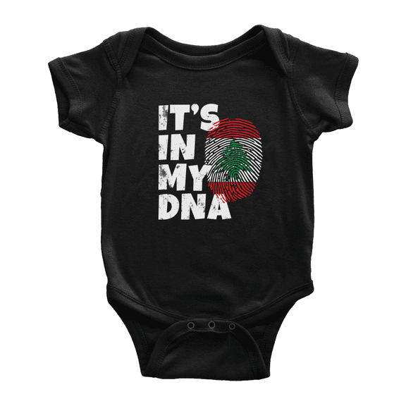 It's In My DNA Lebanese Flag Country Pride Cute Baby Clothes For Boy Girl (Black, 6-12 Months)