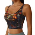 thumbnail image 2 of Daiia Vintage Floral Skull Printed Women's Sports Bra, Breathable Activewear Bra with U-Back Design and Removable Pads, Comfortable and Supportive for Yoga, Workout-Small, 2 of 8