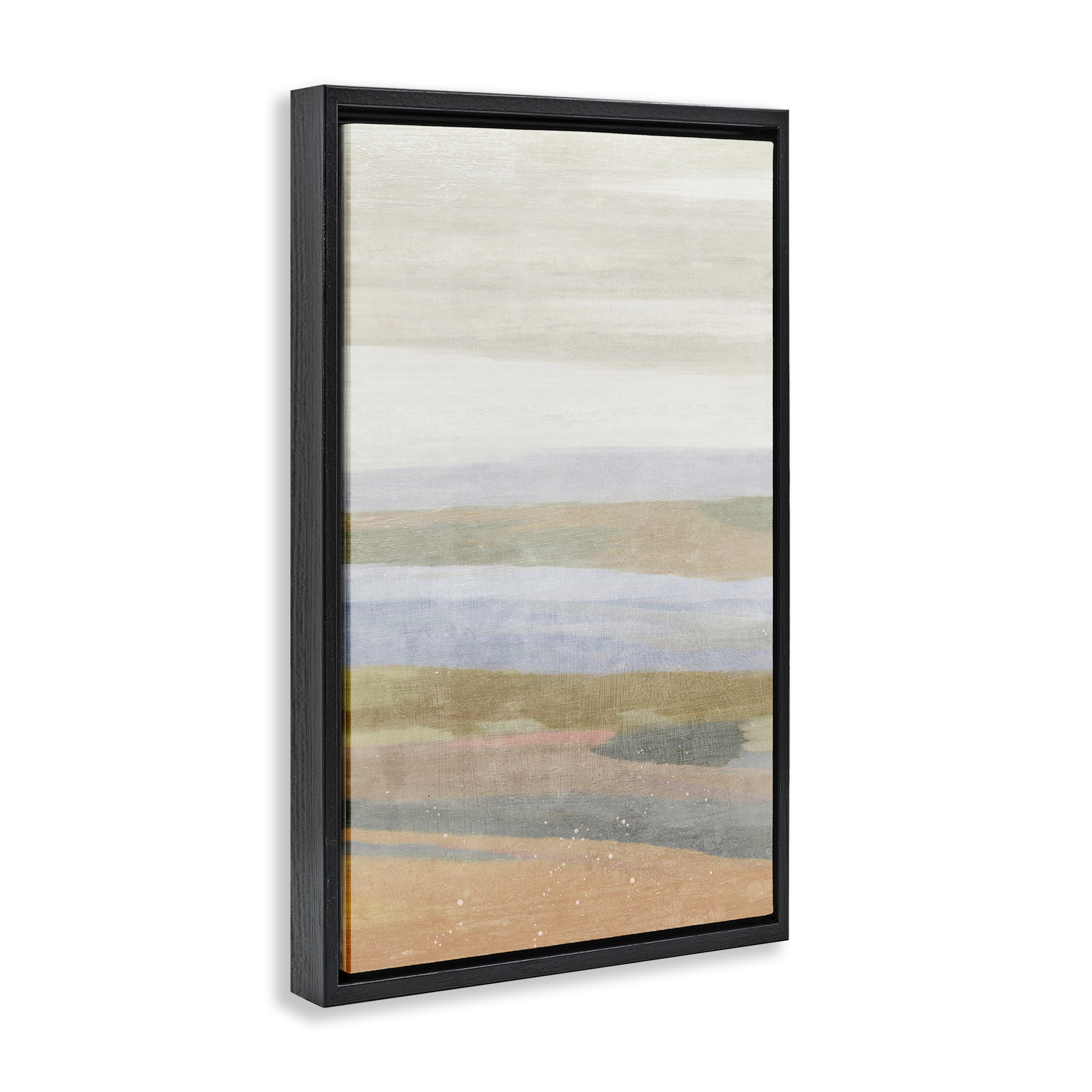 Stupell Industries Beach Dunes Abstraction Coastal Painting Black Floater Framed Canvas Art Print Wall Art, 17 x 25