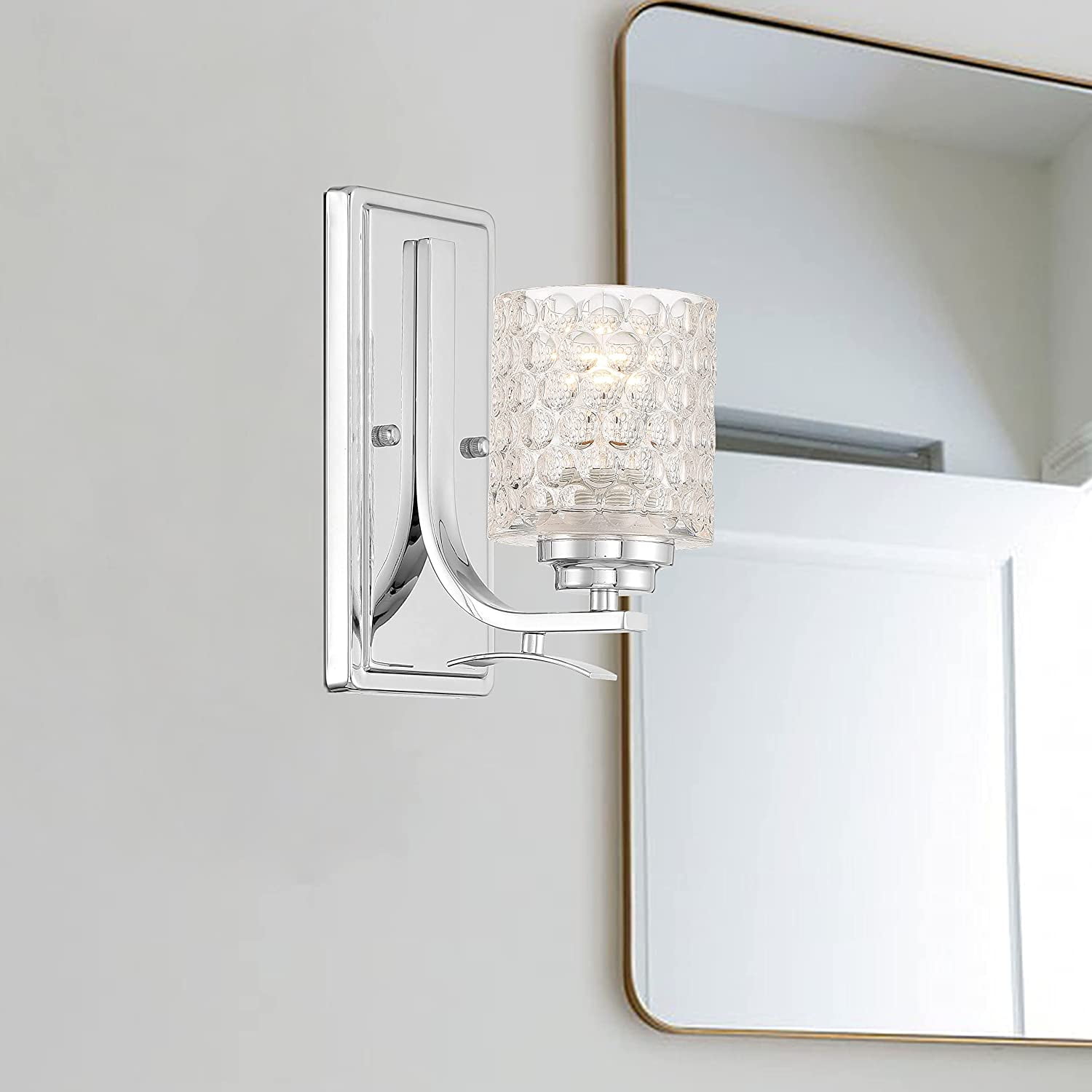 Vanity Art 1 Light Dimmable Chrome Armed Sconce Lighting | Modern Fixtures Accent Wall Lights for Bedroom Entrance Doorway Dining Room Living Room Hallway Bathroom Scones S1001CH-C01