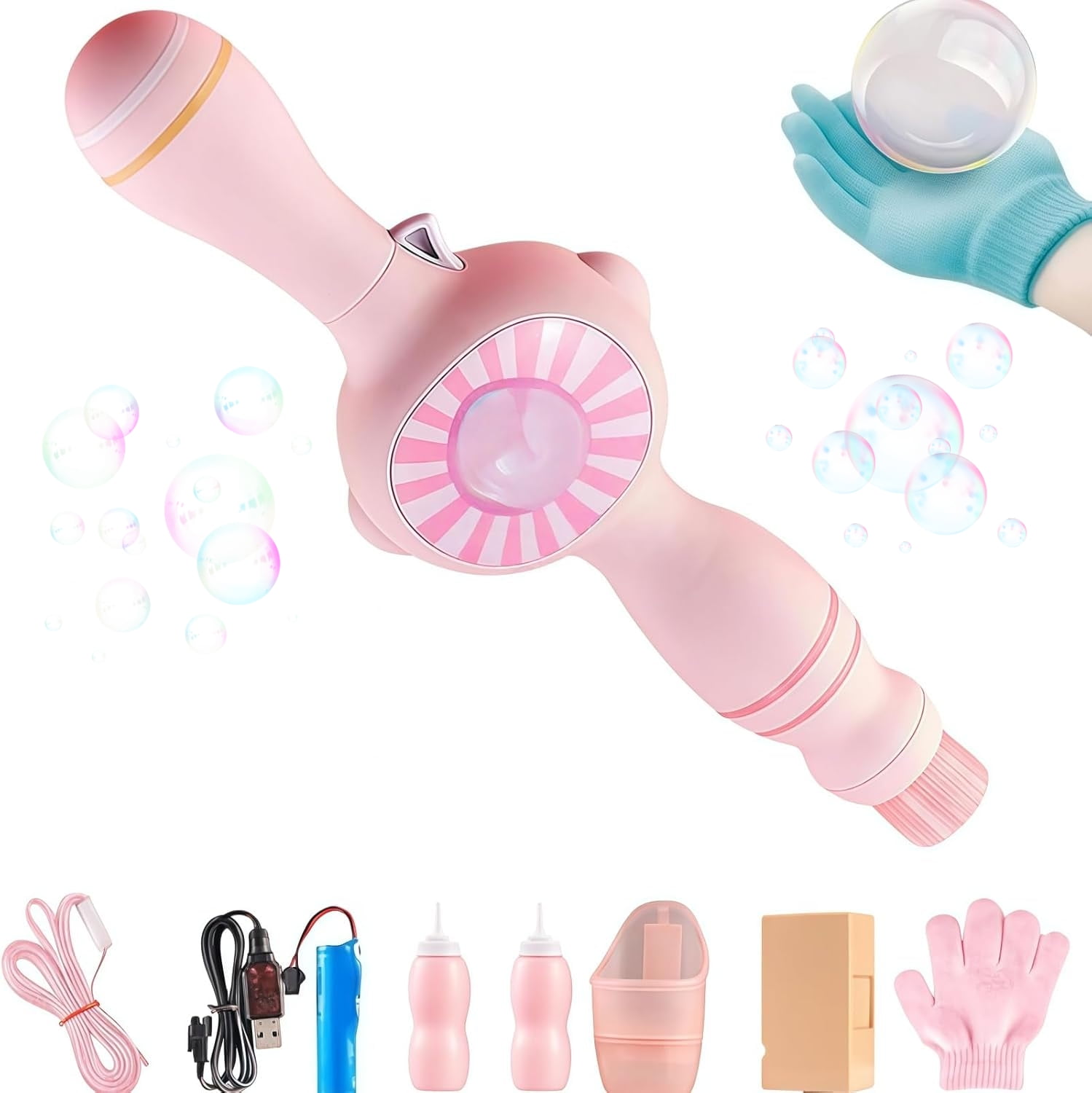 Colorful Smoke Bubble Machine,Magic Elastic Smoke Bubbles Wands,Portable Interactive Mist Bubble Machines,Fog Bubble Maker for Parties Outdoor Interactive Fun (Blue)