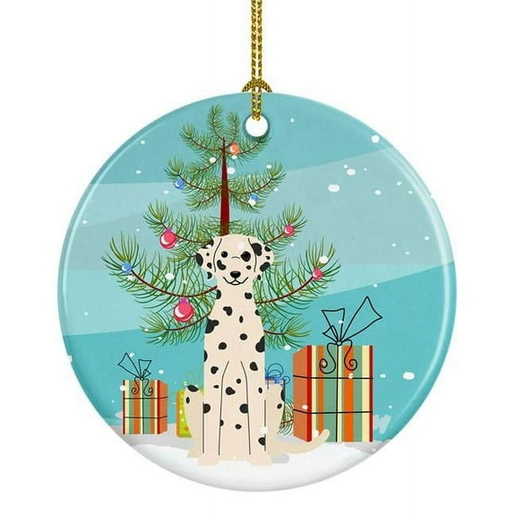 Merry Christmas Tree Dalmatian Ceramic Ornament