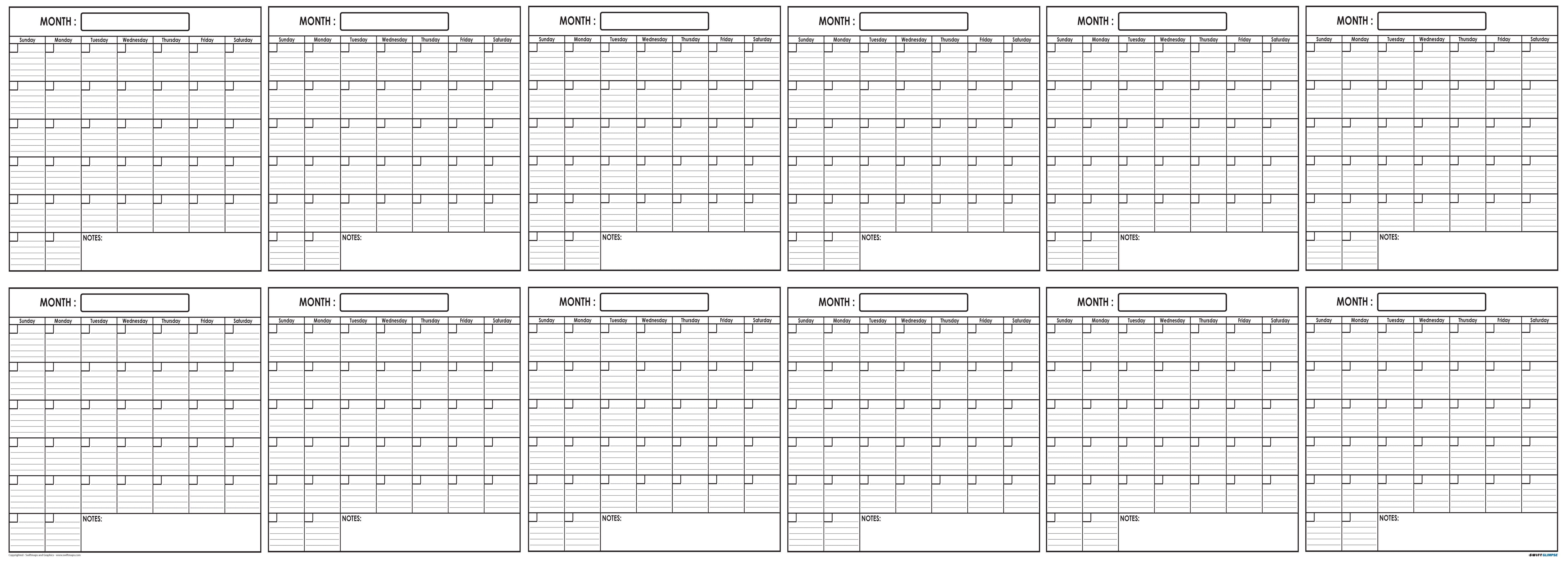 XLarge Yearly Wet & Dry Erase Blank Reusable Undated Wall Calendar Planner  for Office Academic Home 12-Month Project Calendar - Walmart.com