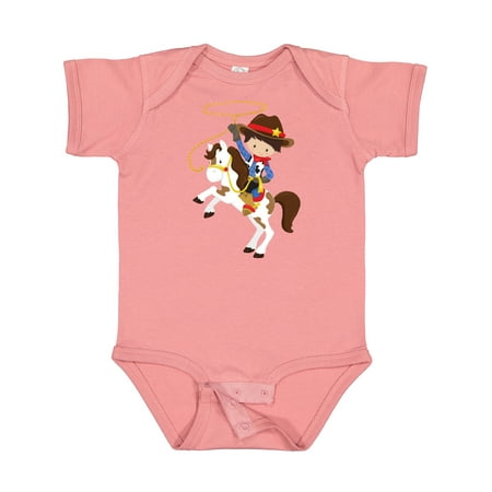 

Inktastic Cowboy Sheriff Horse Lasso Western Brown Hair Boys Baby Bodysuit