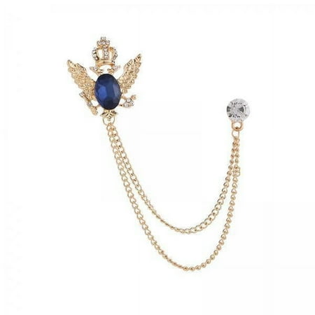 Sharplace 6xMen Chain Brooch Tassel Rhinestone Accessories for Shirts Clothes Coat