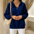 thumbnail image 5 of Perfectbot Women Waffle Knit Henley Hoodie, Long Sleeve Drawstring Pullover Fall Casual Sweatshirt, 5 of 6