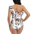 thumbnail image 5 of Easygdp Monkey Women's One Shoulder Ruffle Monokini Bathing Suits with Removable Chest Pad, Quick Drying - Small, 5 of 8