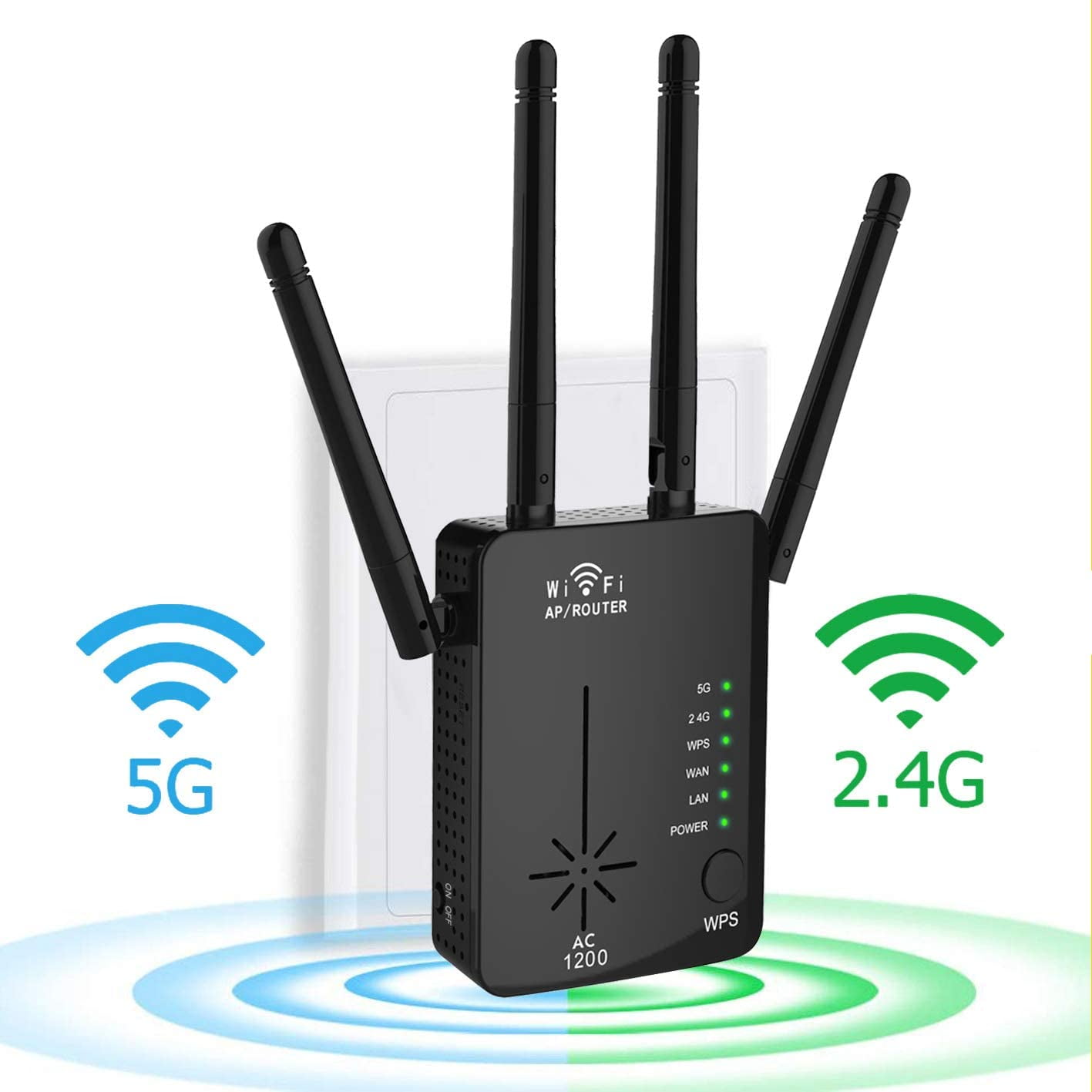 1200Mbps WiFi Range Extender Carantee Wireless Signal Repeater Booster 2.4 /& 5GHz Dual Band 4 Antennas 360/° Full Coverage to Provide a Stable Network for Online Working and Enjoy Devices