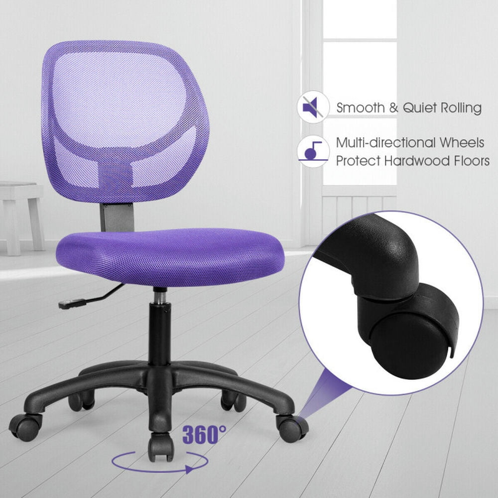 Demi Bonn Low-back Computer Task Chair with Adjustable Height and Swivel Casters, Rolling Work Computer Desk Chair, Purple