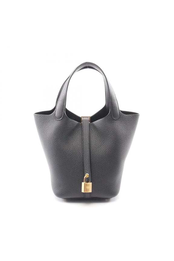 Pre-Owned Hermes Picotin Lock PM Handbag, Leather, Taurillon Clemence Women's, Black