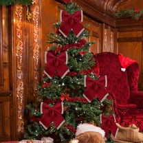 hulanddfd Christmas Tree Bows, 9.65"x7.87" Red Christmas Bows Xmas Hanging Decoration for Xmas Tree Wreath and Wedding Party Holiday Decor