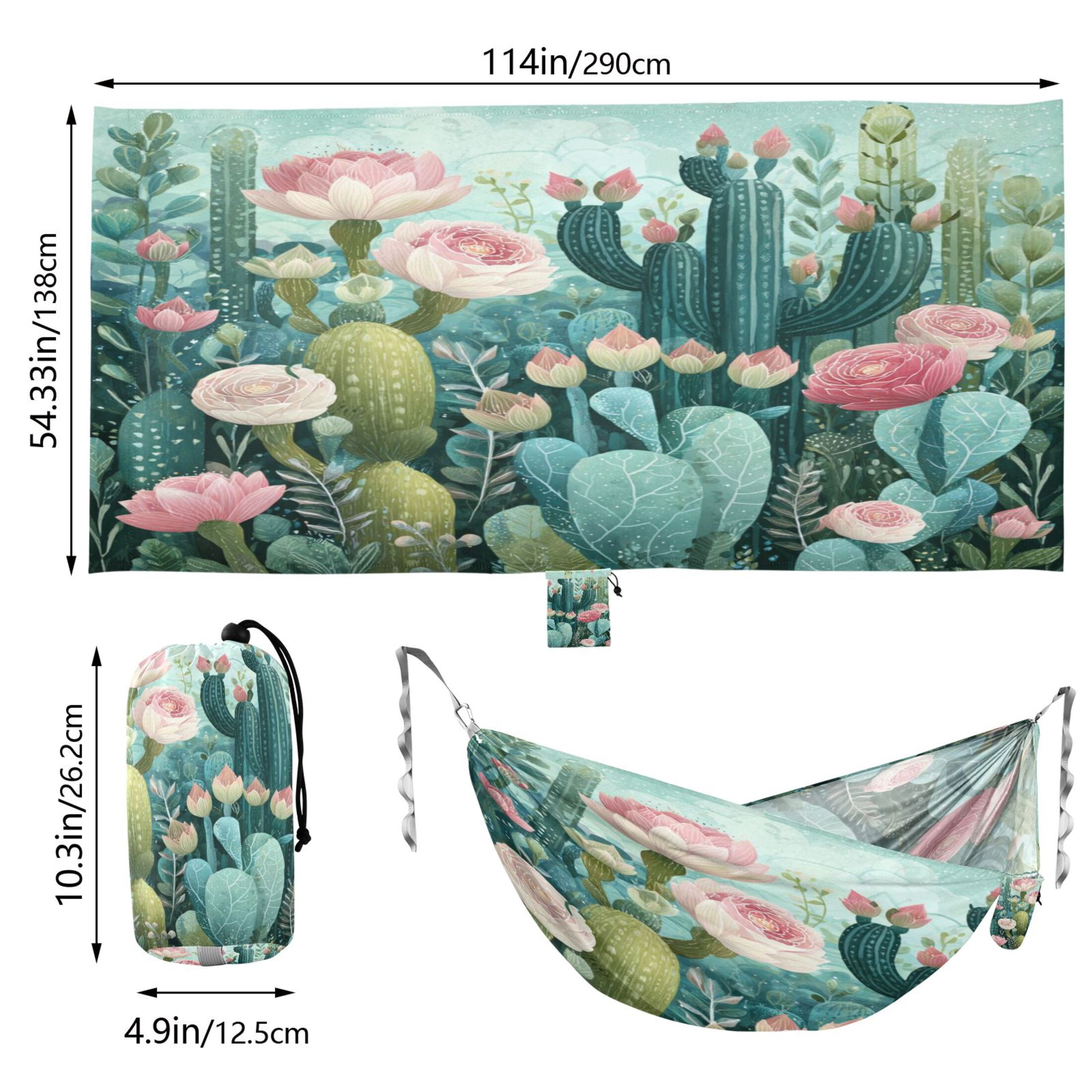 Hammock Camping Hammock Nylon Portable Hammock Travel Camping Hammock Cacti and Pink Roses