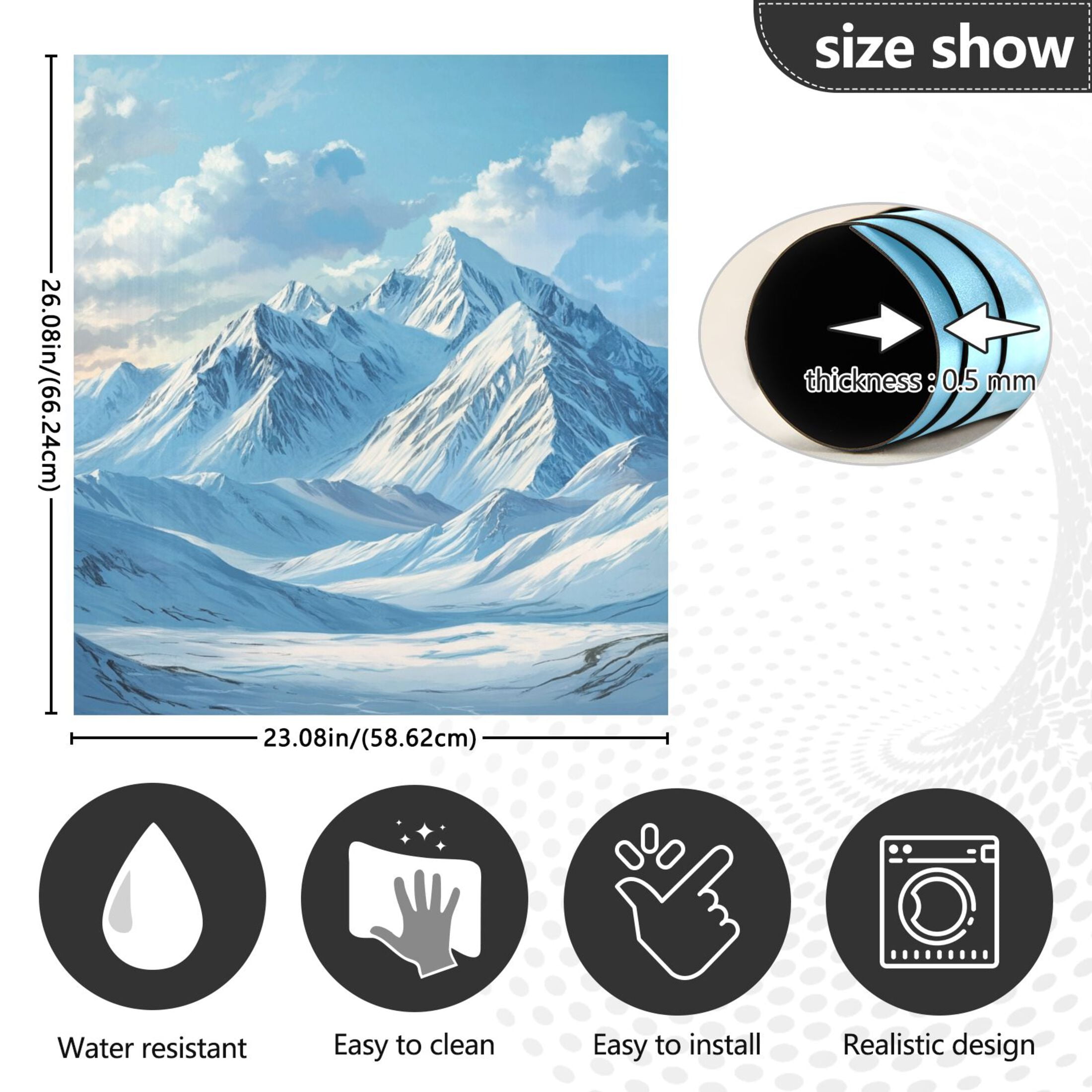 Dishwasher Magnetic Sticker 23x26 Inch Refrigerator Magnetic Sticker Washing Machine Magnetic Sticker Kitchen Panel Magnetic Sticker Home Decor Blue Snow Mountain