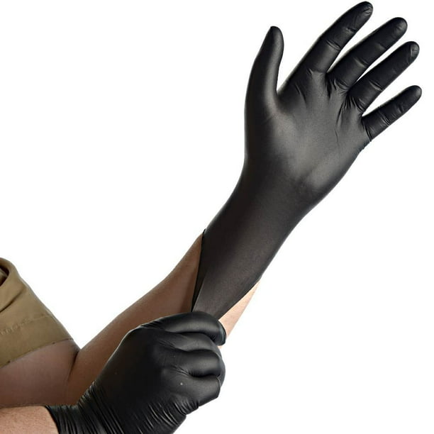 Ambitex Nitrile Single Use Gloves, Box of 100 (Large), Black Nitrile
