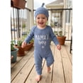 thumbnail image 3 of Loicainy Newborn Infant Boy Fall Romper 3 6 9 Months Waffled Letter Embroidery Long Sleeve Crew Neck Full Length Jumpsuit with Hat 2 Piece Set, 3 of 8