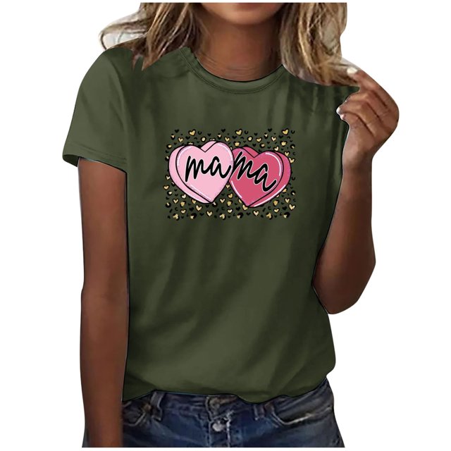 Fiudx Ofertas Del Día Camiseta Casual de Manga Corta con Cuello Redondo y Estampado de Letras para Mujer