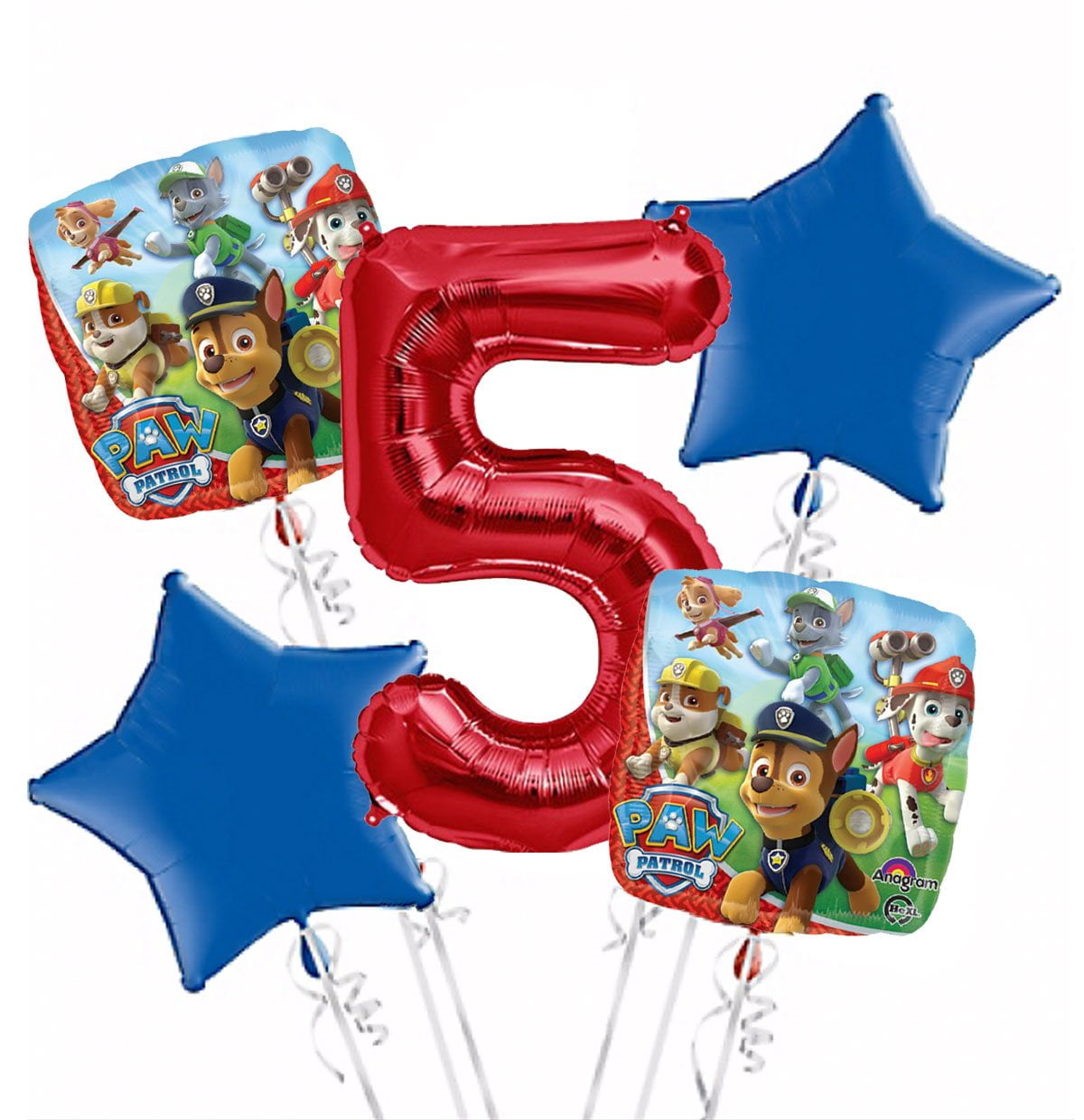 Paw Patrol Balloon Bouquet 5th Birthday 5 pcs Party Supplies
