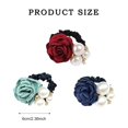 thumbnail image 2 of Dalrosia 3pcs Ribbon Rose Pearl Hair Ties Rose Flower Pearls Rhinestone Elastic Hair Rope Ponytail Holder Hair Scrunchies Fashion Hair Accessories for Women Girls,, 2 of 4