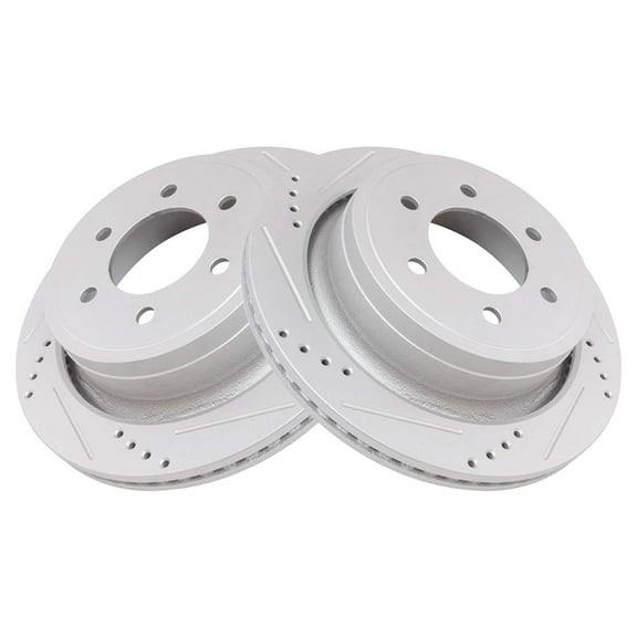 TRQ Rear Performance Brake Rotors Set Vented Premium G-Coated Cross Drilled & Slotted Fits Select 2012-2020 Ford F-150