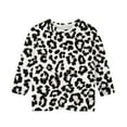 thumbnail image 5 of CLOISE Black Kids White T Shirt Girls Boys Youth 3/4 Sleeve Crew Neck Tops Leopard Print Outfits Fall Winter Clothes 3-12T, 5 of 5