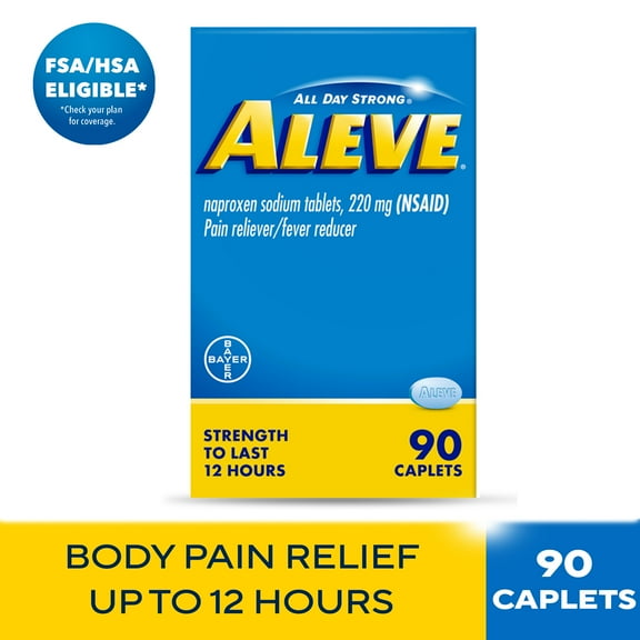 Aleve Caplets Naproxen Sodium Pain Reliever, 90 Count