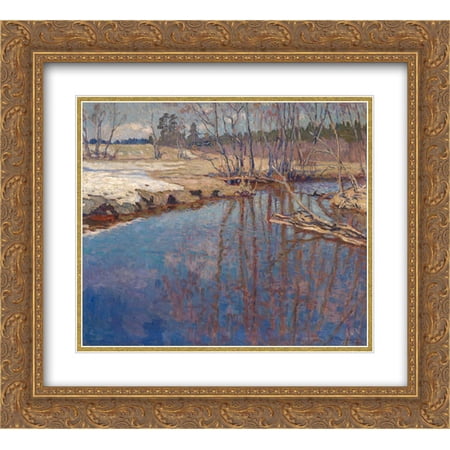 Nikolay Bogdanov Belsky 2x Matted 24x20 Gold Ornate Framed Art Print 'Melted Water'