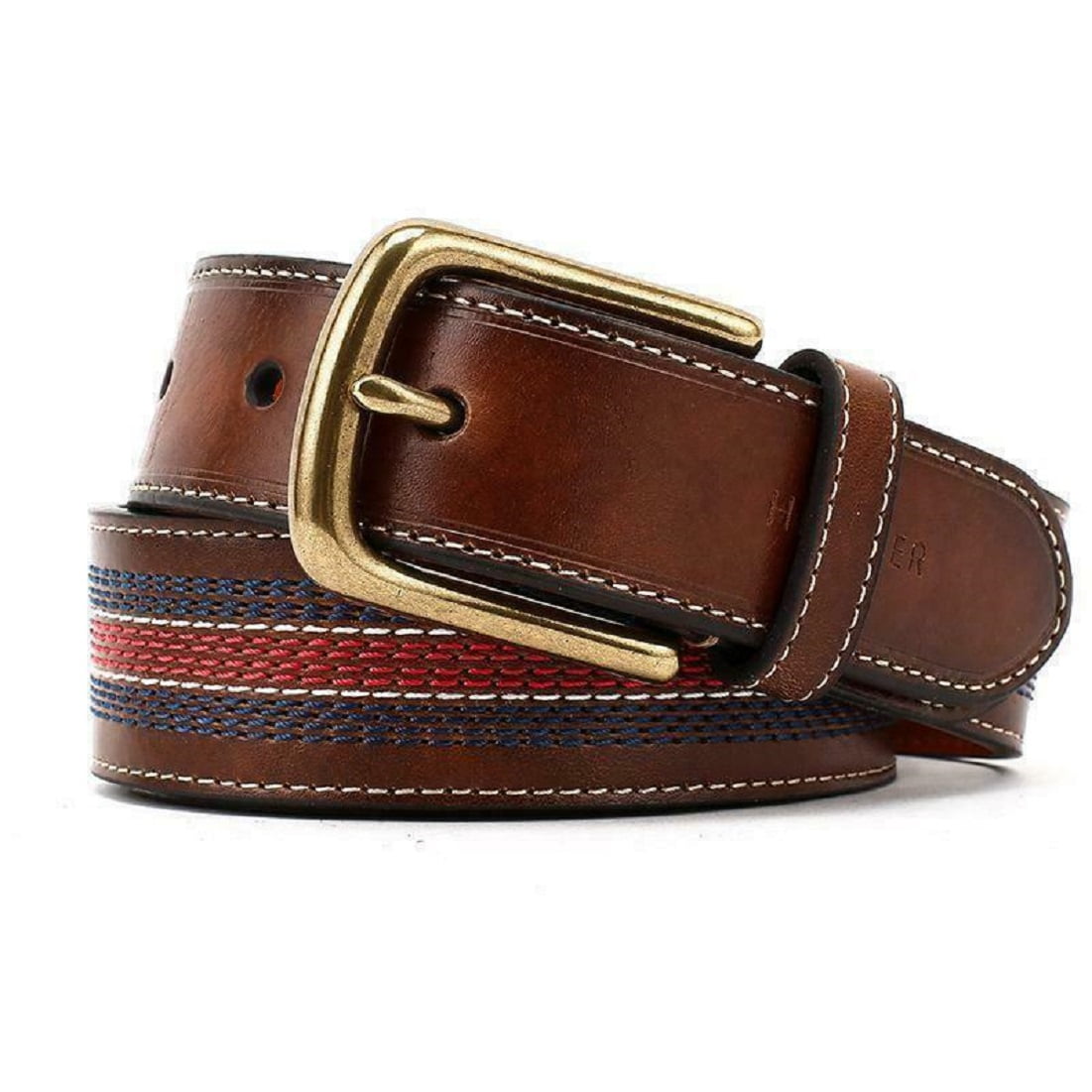 Tommy Hilfiger Men's Brown Thread Classic Color Leather Dress Belt - Walmart.com