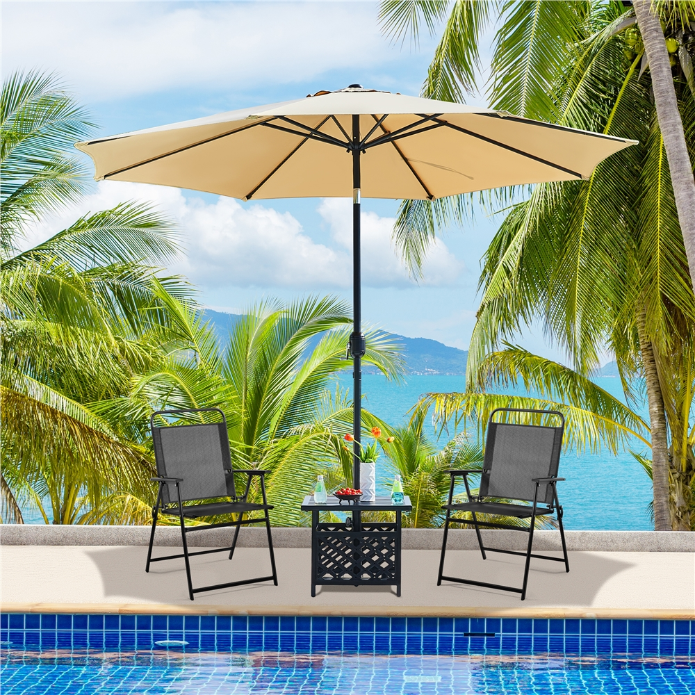 Renwick Set of 2 Patio Foldable Dining Chairs with Backrest, Black