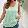 thumbnail image 2 of Women's Waffle Knit Tank Tops Casual Loose Scoop Neck Button Plus Size Sleeveless Shirts Solid Color Blouses (XL, Mint Green), 2 of 7