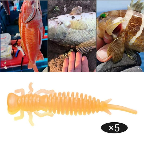 Soft Durable Fishing 8.9cm Freshwater Saltwater Larva Swimbaits Trout Bass  Orange