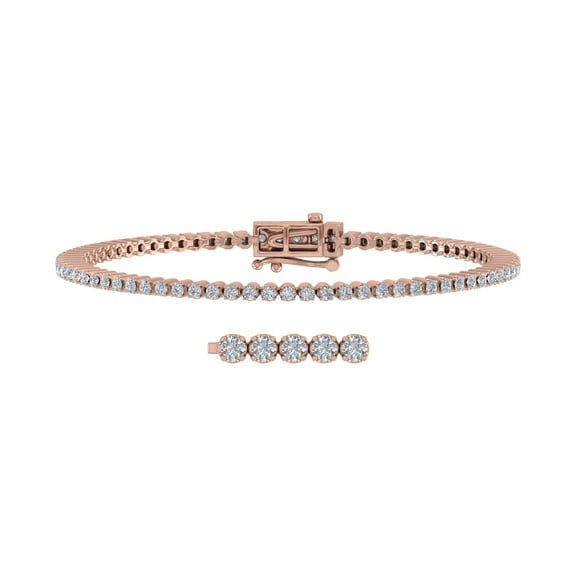 2 Carat Diamond Tennis Bracelet in 10K Rose Gold (6.85 Inch)