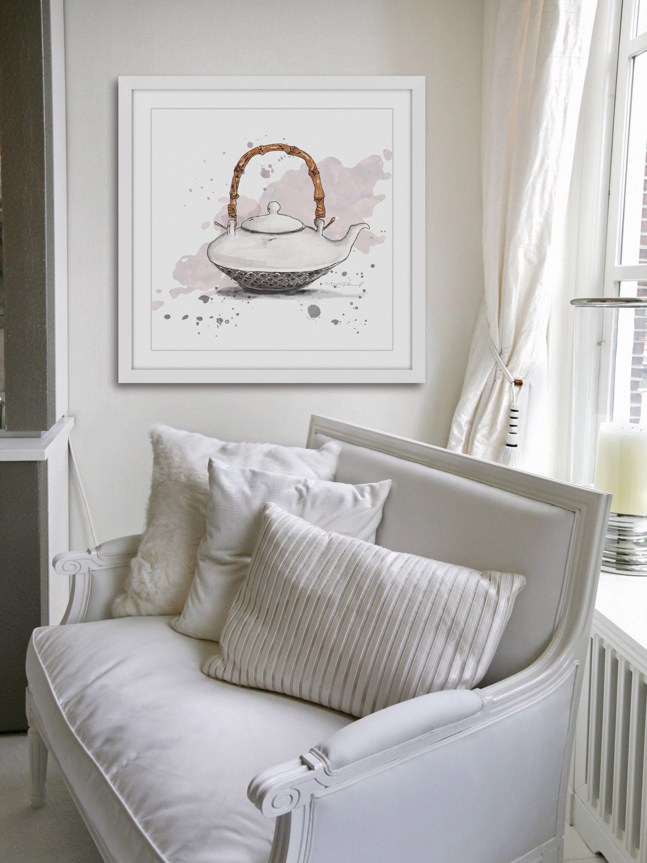 "Theiere 2" Framed Painting Art Print, 18" x 1.5"