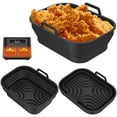 thumbnail image 1 of POINTERTECK Collapsible 2 Pack Air Fryer Silicone Liners Rectangular Air Fryer Silicone Pot  Reusable Silicone Air Fryer Basket for Air Fryer Accessories (Black), 1 of 11