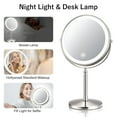 thumbnail image 7 of Wattne Rechargeable Lighted Makeup Mirror with 3 Color Lights, 8 Inch Magnifying Mirror Double Sided Led Vanity Mirror, 10X Magnification Cosmetic Light up Mirror (Brushed Nickel), 7 of 7