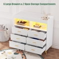 thumbnail image 3 of Ourlova Commode pour Chambre avec 6 Tiroirs Table à Langer Commode avec Matelas à Langer Lumières DEL Station de Recharge, 3 of 6