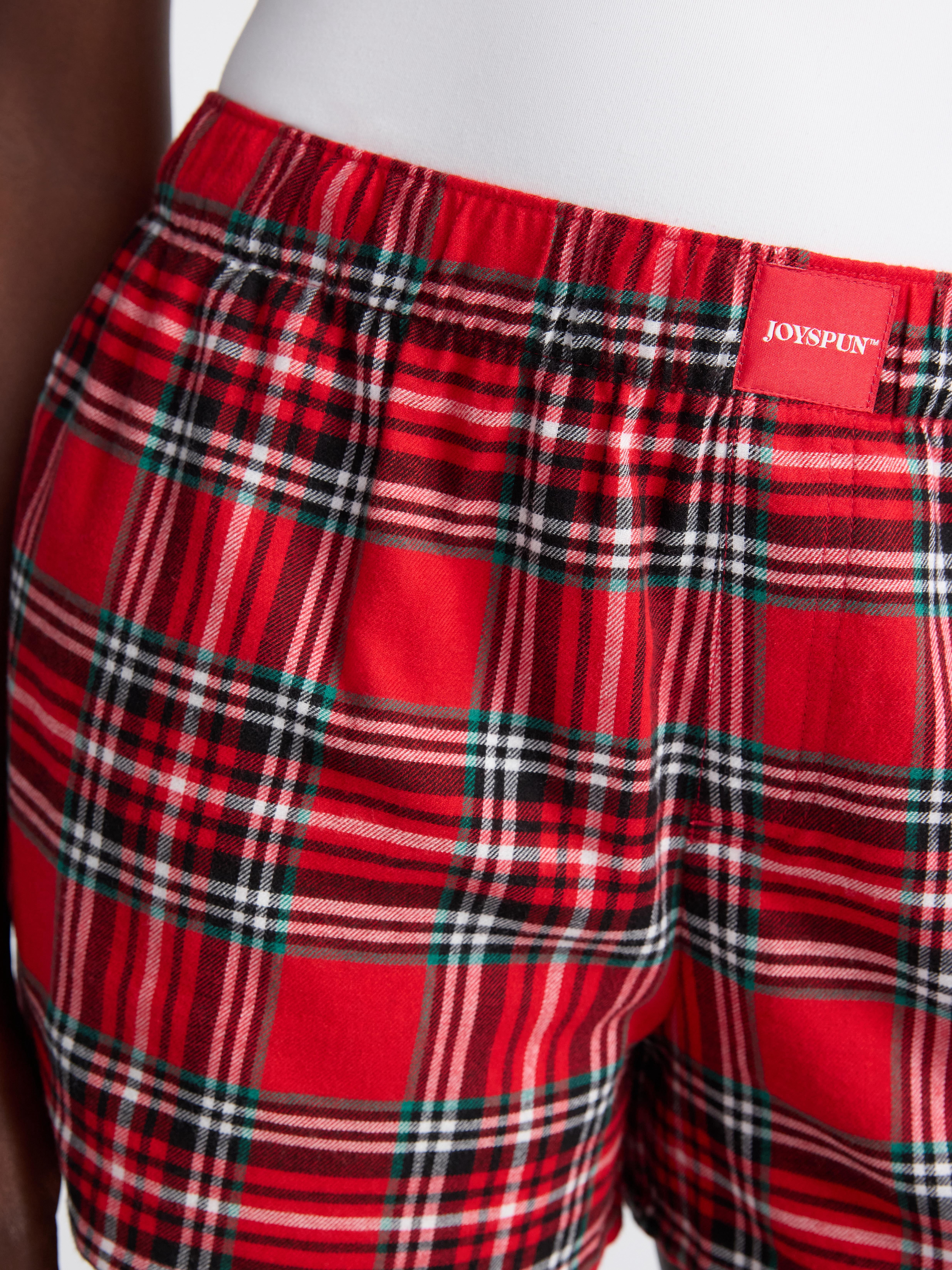 Joyspun Women's Flannel Pajama Boxer Shorts, 3'' Inseam, Sizes XS-3X
