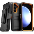 thumbnail image 6 of Rome Tech for Samsung Galaxy S24 (2024) Case with Belt Clip Holster & Kickstand, Dual-Layer Shockproof Case - Black & Blue + 3-Pack Glass Screen Protector, 6 of 12
