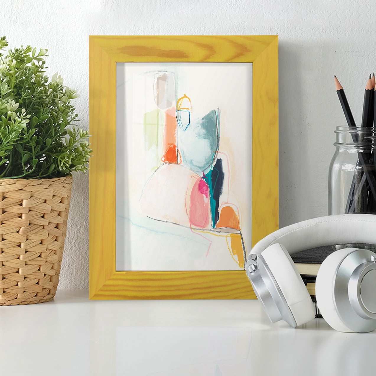 Factotum I -Framed Print w/glass-Sunflower Yellow