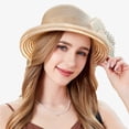 thumbnail image 4 of Riforla Womens Summer Dress Hat Wide Leaf Flower Bridal Shower Hat Sun Hats Beach Hat Beach Hats for Women Khaki, 4 of 7