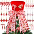 thumbnail image 1 of wonima02 25 Pcs Christmas Tree Topper Set - Red & Green Candy Cane Tree Toppers with Bows & Balls, 1 of 1
