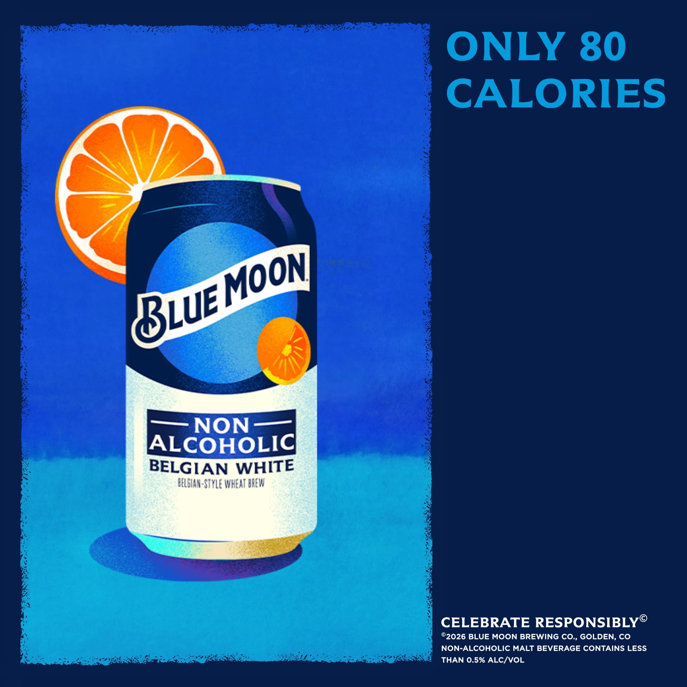 Blue Moon Non-Alcoholic Belgian White Craft, 6 Pack, 12 fl oz Aluminum Cans, 0.45% ABV