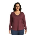 thumbnail image 2 of Terra & Sky Women's Plus Size Long Sleeve V-Neck T-Shirt, 2-Pack, 2 of 5
