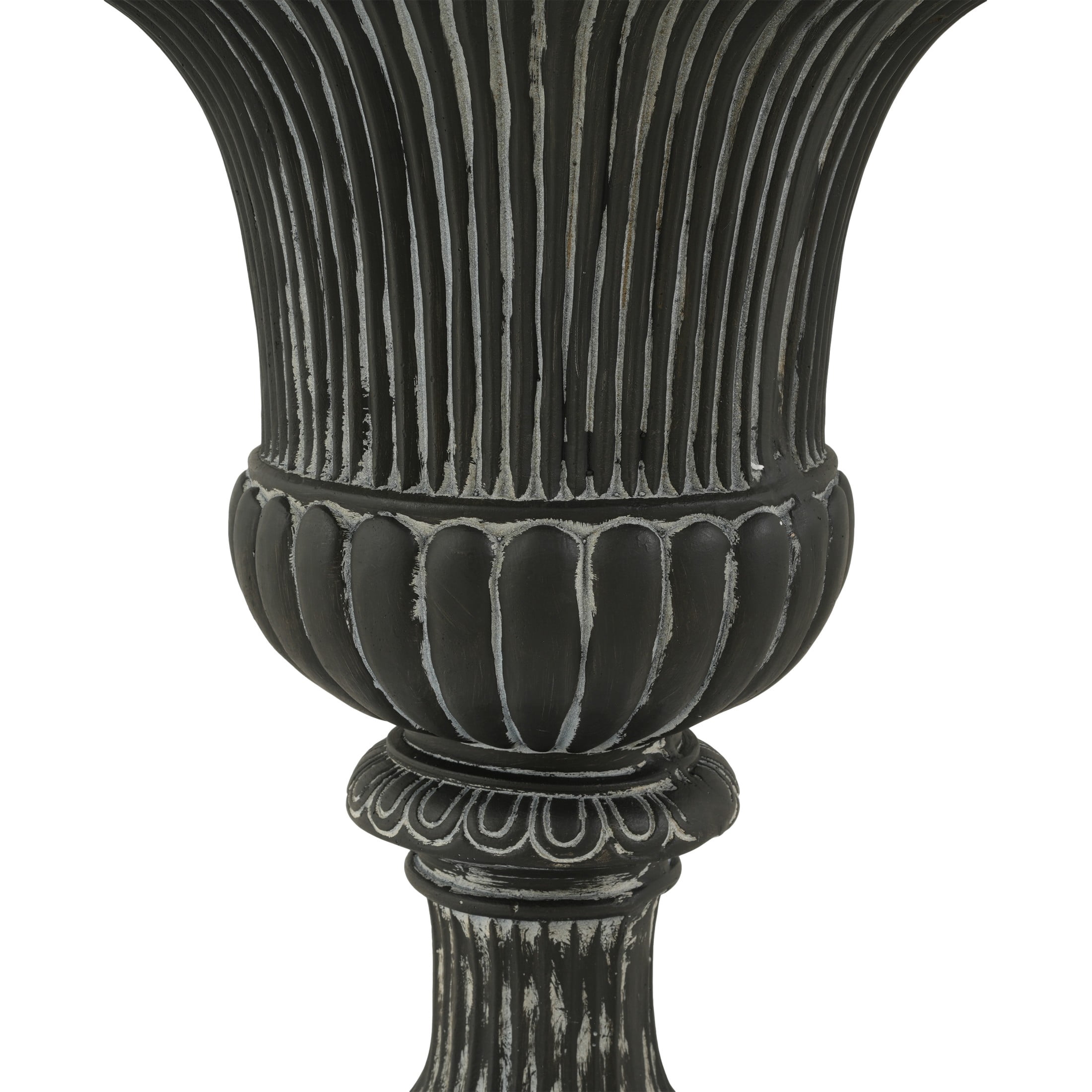 Christopher Knight Home 24"H Classical Fluted Urn Planter, Lightweight Flower Pot, Antique Black, Set of 2