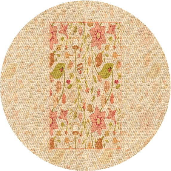 Ahgly Company Machine Washable Indoor Round Transitional Golden Blonde Gold Area Rugs, 3' Round