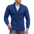 thumbnail image 3 of Mens Cable Knit Cardigan Sweater Shawl Collar Loose Fit Long Sleeve Casual Cardigans, 3 of 5