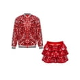 thumbnail image 3 of CHICTRY Ensemble Jupe Mini à Paillettes pour Filles avec Blouson Bomber à Fermeture à Glissière Tenue de Danse Scintillante à Paillettes 2 Pcs Rouge 10, 3 of 7