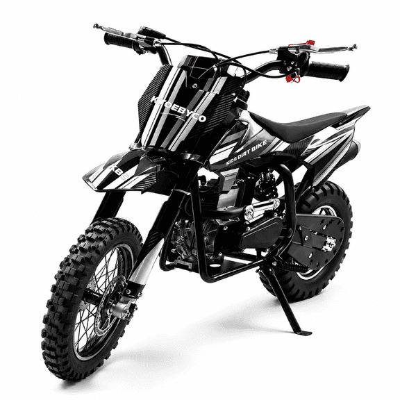 4-Stroke Dirt Bike,50cc Mini Motorcycle Max Speed 25 MPH, 165 lb Capacity with Shock Absorber & Dual Disc Brakes for Kids 13-17,Black