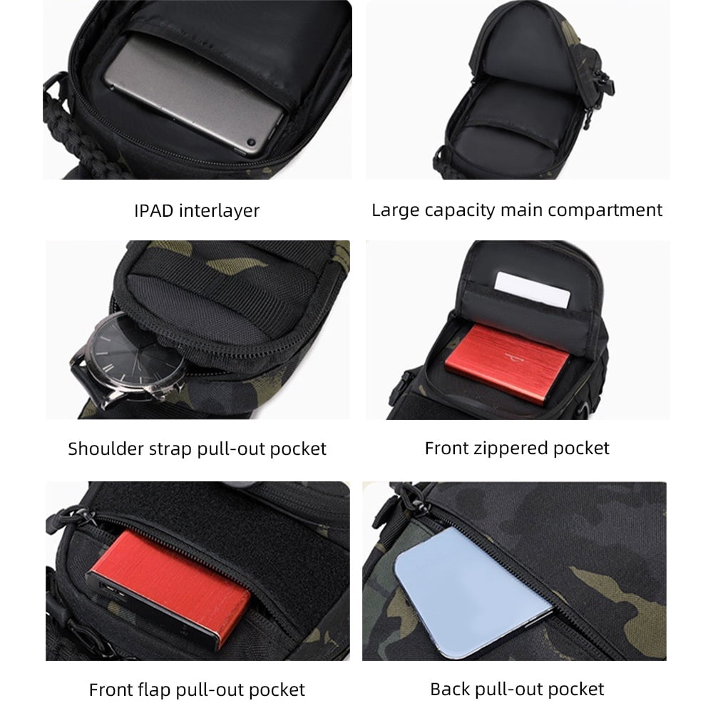 Hiking Backpack Men's Chest Bag Small Sling Bag for Men Crossbody Waterproof & Breathable Compatible with iPad Compartment Bike Bag
